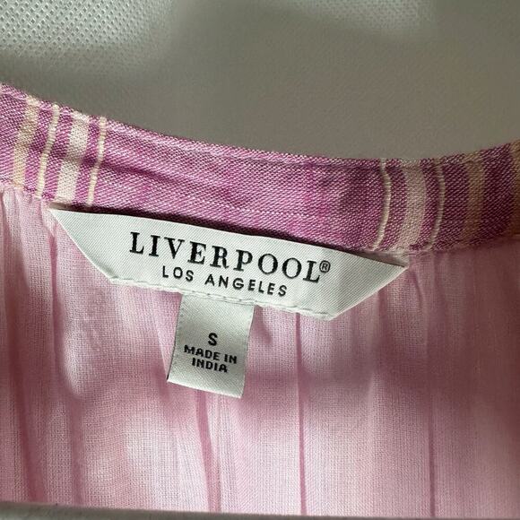 Liverpool Los Angeles V-Neck Sleeveless Tiered Striped Maxi Dress Small - Picture 3 of 11